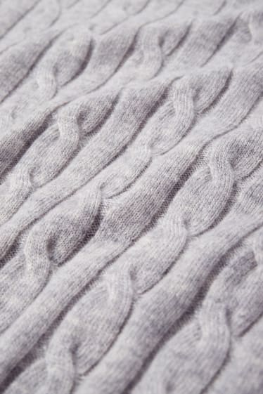 Hommes - Pull en cachemire mélangé - laine mélangée - motif tressé - gris