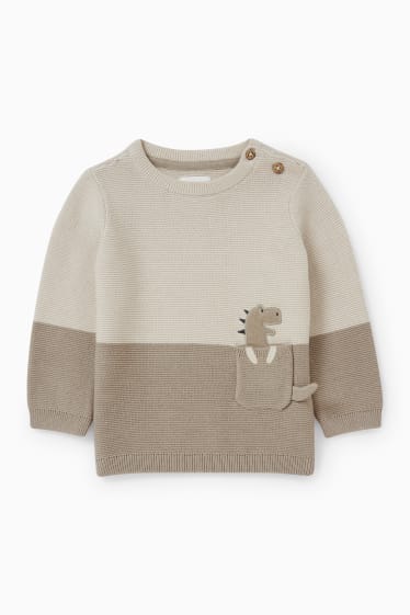 Baby: jongens - Dino - babytruitje - licht beige