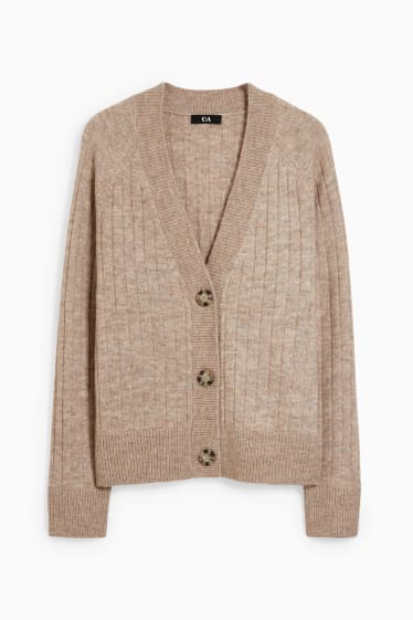 Damen - Strickjacke - taupe