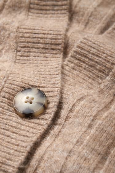 Damen - Strickjacke - taupe