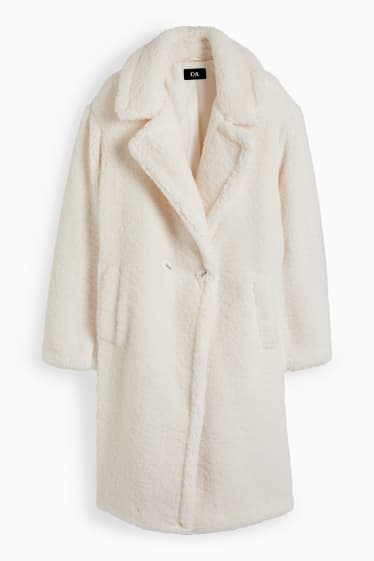 Women - Teddy fur coat - cremewhite