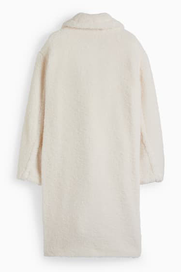 Donna - Cappotto in pelo teddy - bianco crema