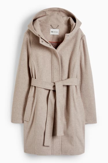 Femmes - Manteau de grossesse à capuche - beige chiné