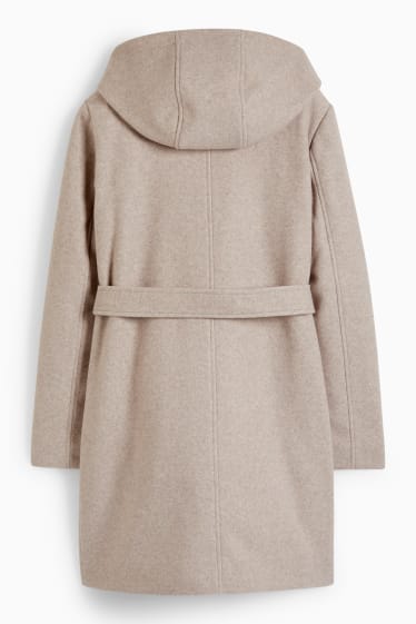 Femmes - Manteau de grossesse à capuche - beige chiné