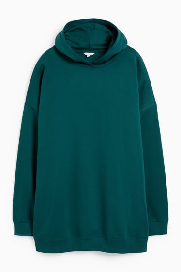 Femmes - CLOCKHOUSE - robe en molleton à capuche - vert foncé