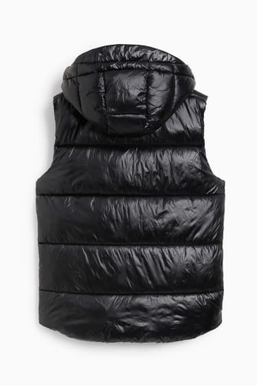 Heren - Gewatteerde bodywarmer met capuchon - zwart