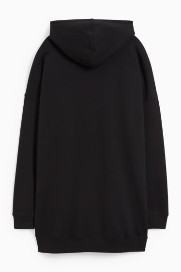 Dames - CLOCKHOUSE - jurk van sweatstof, met capuchon - zwart