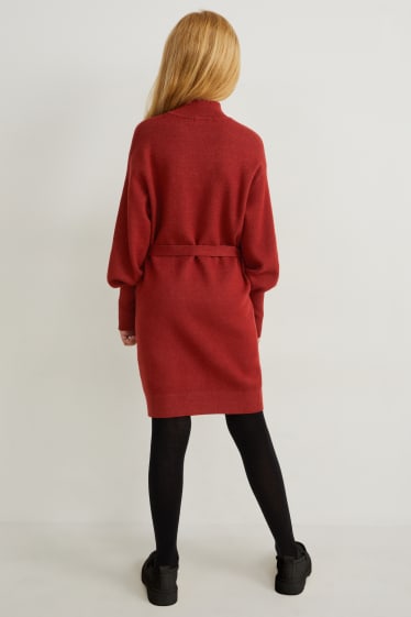 Bambine - Vestito in maglia - rosso scuro