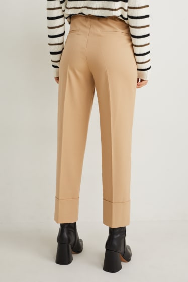 Dames - Pantalon - mid waist - tapered fit - lichtbruin