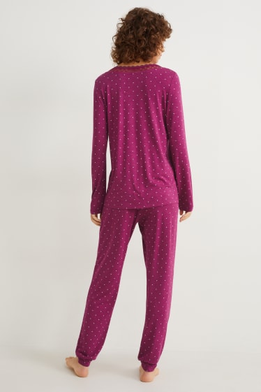 Dámské - Viskózové pyžamo - se vzorem - fialová