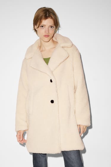 Donna - CLOCKHOUSE - cappotto effetto peluche - bianco crema
