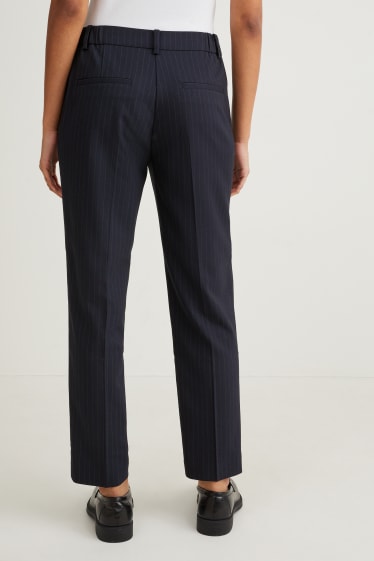 Femei - Pantaloni de stofă - talie medie - slim fit - dungi fine - albastru închis