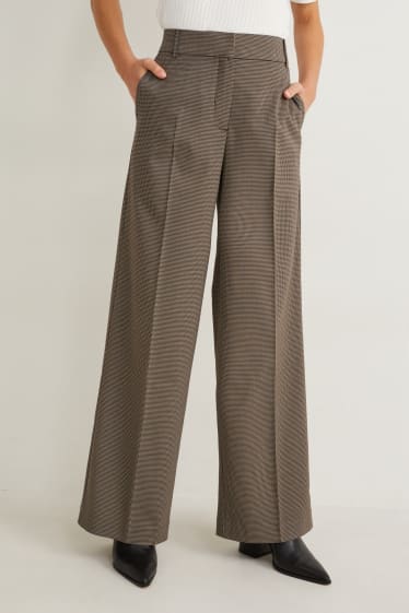 Femmes - Pantalon - high waist - wide leg - beige