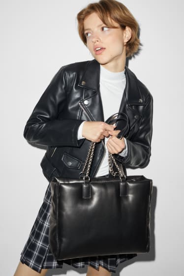 Dames - CLOCKHOUSE - shopper - imitatieleer - zwart
