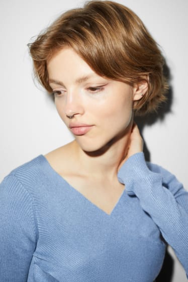 Dona - Jersei crop - blau