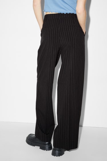 Femmes - CLOCKHOUSE - pantalon de toile - mid waist - wide leg - noir