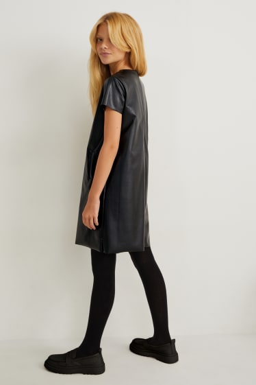 Children - Dress - faux leather - black