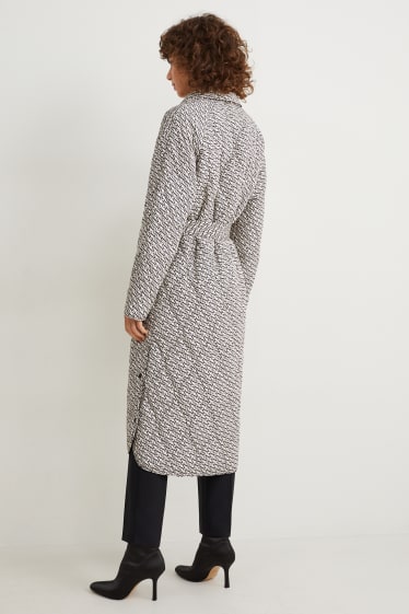 Women - Quilted coat - patterned - beige