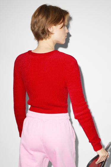 Nastolatki - CLOCKHOUSE - krótki sweter - czerwony