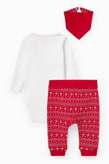 Niemowlęta - Kubuś Puchatek - świąteczny strój niemowlęcy - 3 części - biały / czerwony