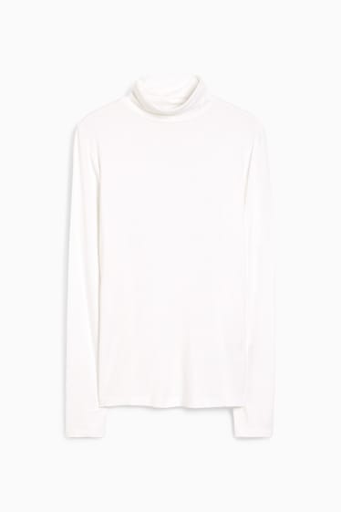Women - Basic polo neck top - white