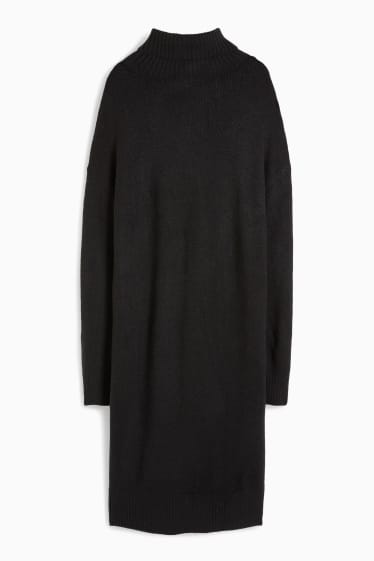 Damen - Basic-Strickkleid - schwarz