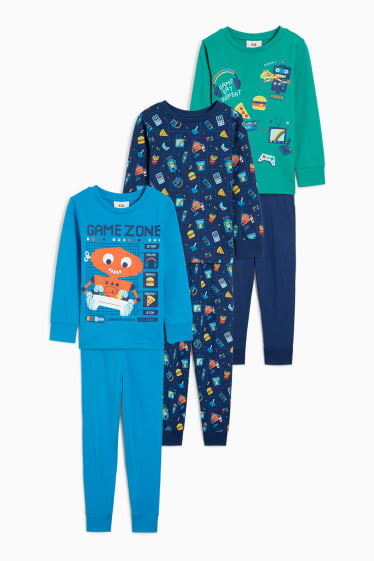 Kinderen - Set van 3 - pyjama - 6-delig - blauw