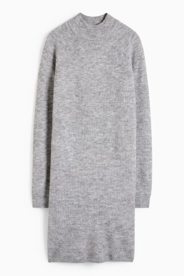 Women - Knitted dress - light gray-melange