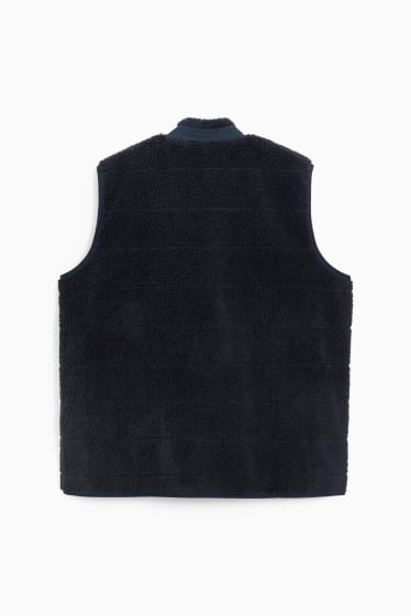 Men - Teddy fur waistcoat - dark blue