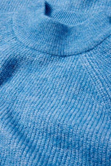 Women - Knitted dress - light blue-melange