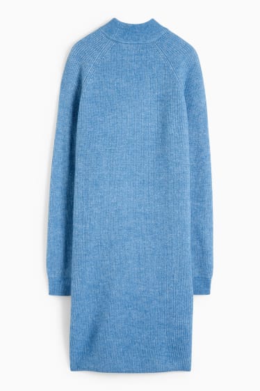 Women - Knitted dress - light blue-melange