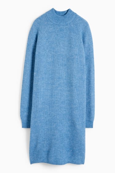 Women - Knitted dress - light blue-melange