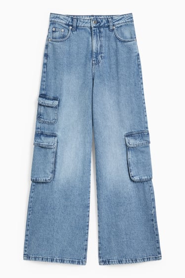 Women - CLOCKHOUSE - wide leg jeans - high waist - blue denim