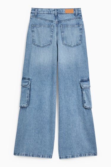 Kobiety - CLOCKHOUSE - wide leg jeans - wysoki stan - dżins-niebieski