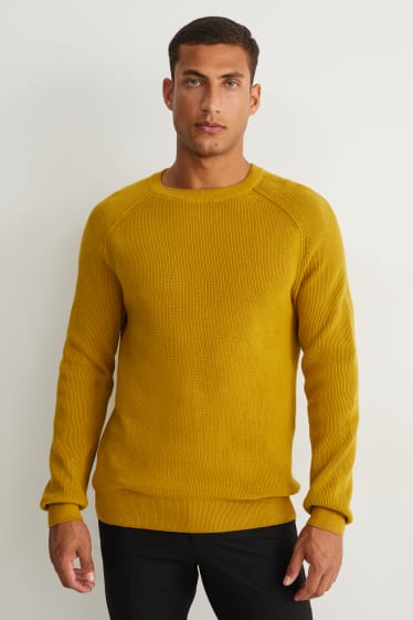 Hommes - Pull - jaune moutarde