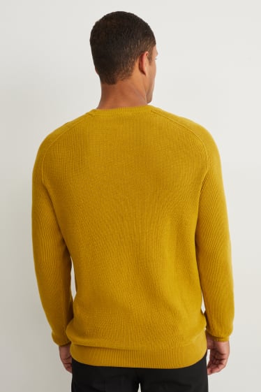 Hommes - Pull - jaune moutarde