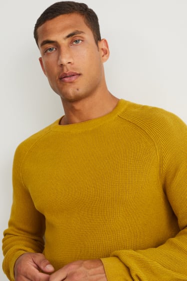 Hommes - Pull - jaune moutarde