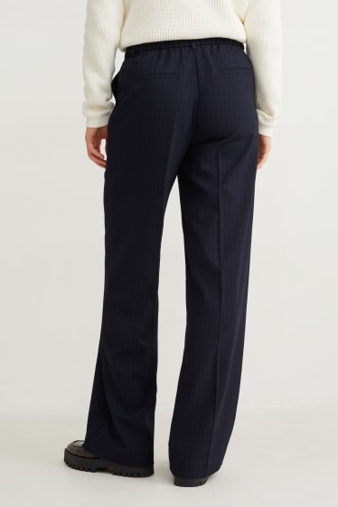 Donna - Pantaloni - vita alta - gamba larga - blu scuro