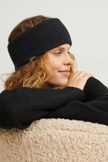 Donna - Fascia per capelli con cashmere - nero