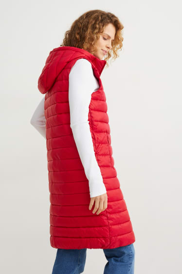 Femmes - Doudoune longue sans manches - rouge