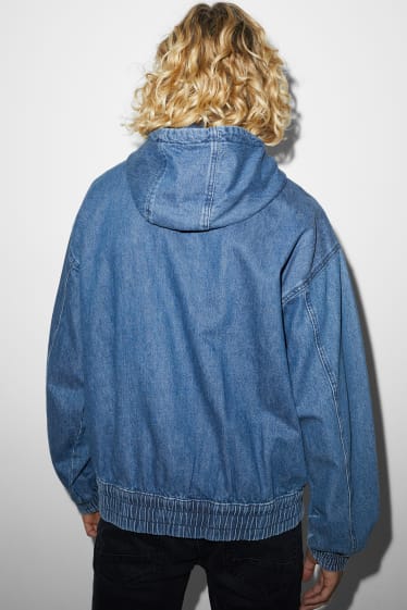 Men - Denim jacket with hood - blue denim