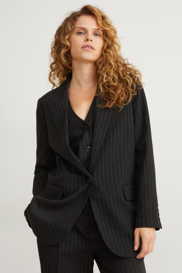 Femmes - Blazer surdimensionné - fines rayures - noir / blanc
