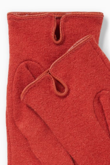 Women - Touchscreen gloves - wool blend - dark orange