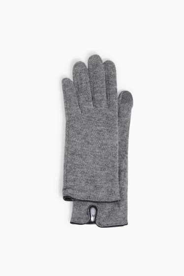 Donna - Guanti per touchscreen - misto lana - grigio chiaro melange
