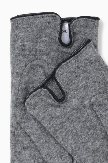 Donna - Guanti per touchscreen - misto lana - grigio chiaro melange