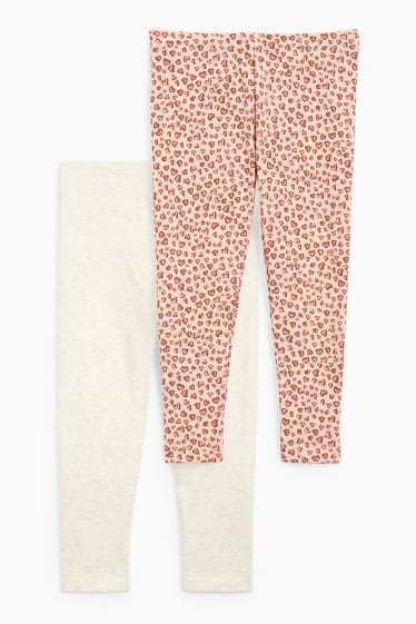 Enfants - Lot de 2 - leggings doublés - rose