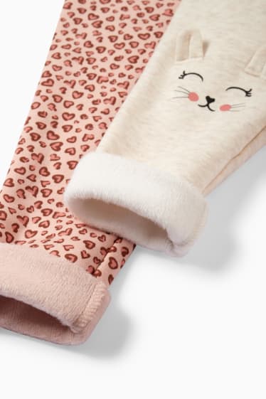 Enfants - Lot de 2 - leggings doublés - rose