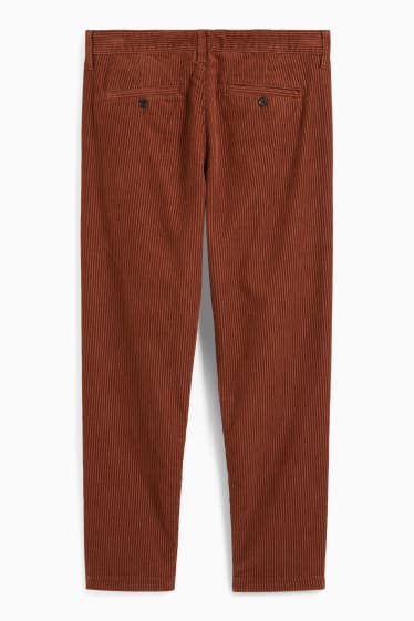 Pánské - Manšestrové kalhoty chino - tapered fit - hnědá