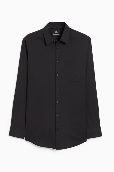 Uomo - Camicia Oxford - regular fit - collo all'italiana - facile da stirare - nero