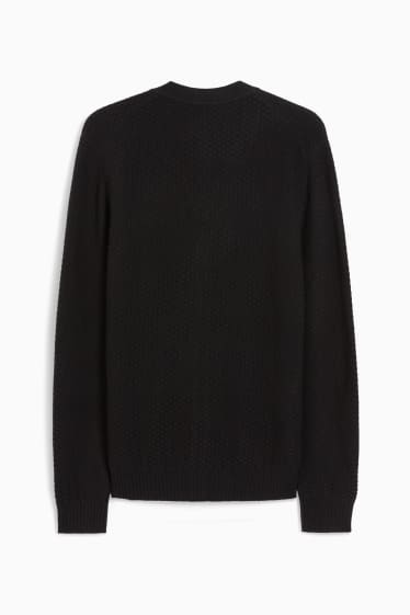 Men - Cardigan with cashmere - wool blend - black